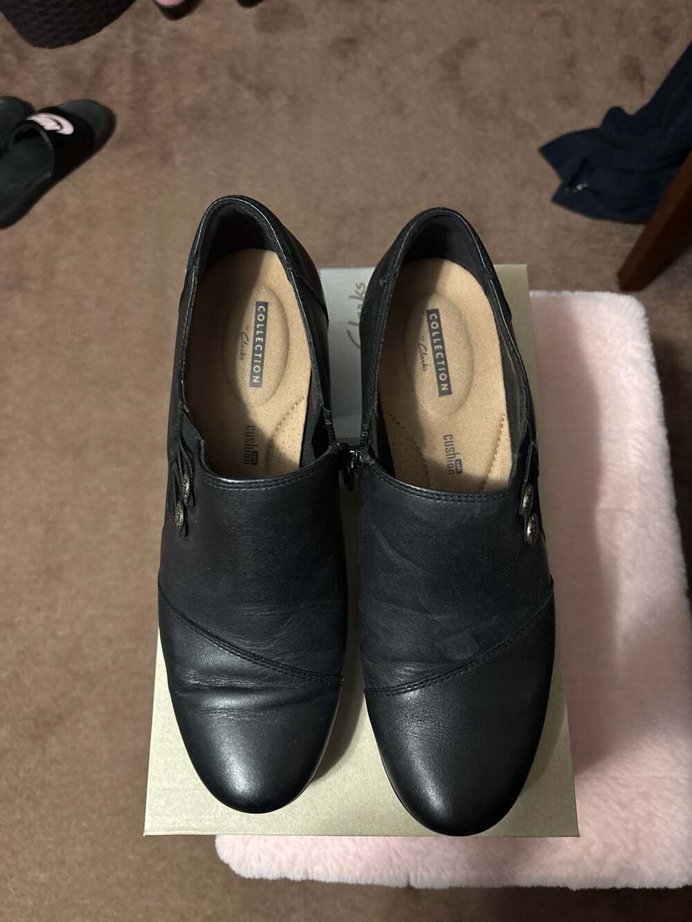 Clarks Collection Emslie Warren Black Leather Booties Size 9 M